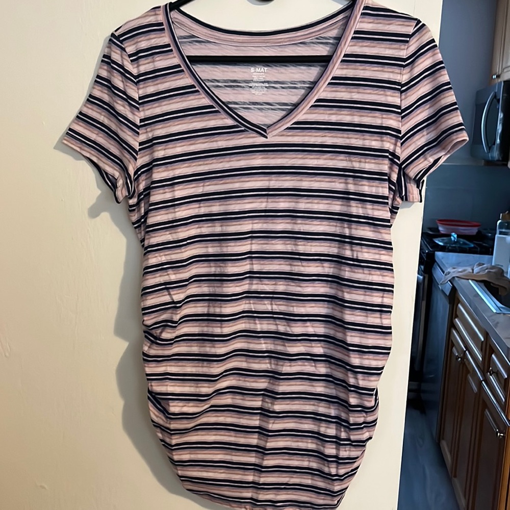 3/$15 Pink/Purple stripe maternity tee